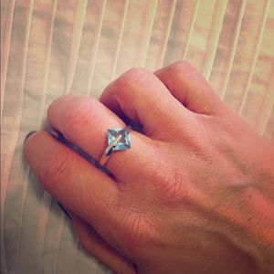 Unique blue topaz white gold ring
